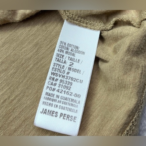 JAMES PERSE British Khaki Long Sleeve Pocket T-Shirt Women's Size 2 Medium - Picture 7 of 7